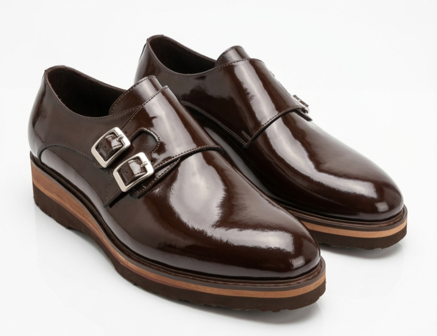 VELLE Milano Double Monk Strap – Dark Brown