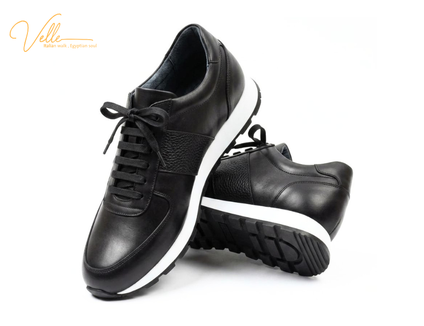 VELLE Premium Leather Runner Sneakers – Black