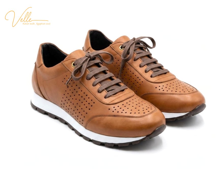 VELLE Premium Leather Runner Sneakers – Havana