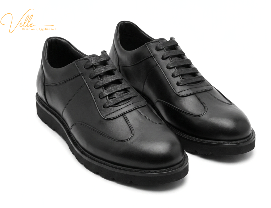 VELLE Milano Black Leather Sneakers