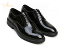 VELLE Patent Leather Derby Shoes – Gloss Black