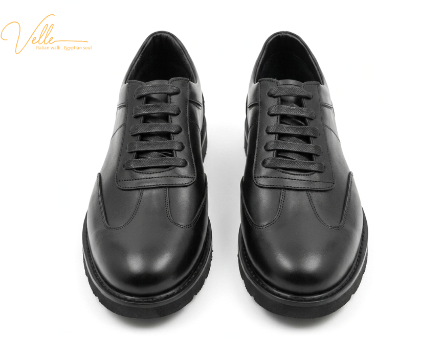 VELLE Milano Black Leather Sneakers