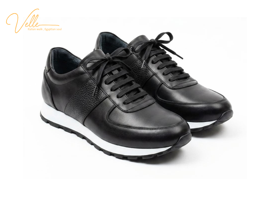 VELLE Premium Leather Runner Sneakers – Black