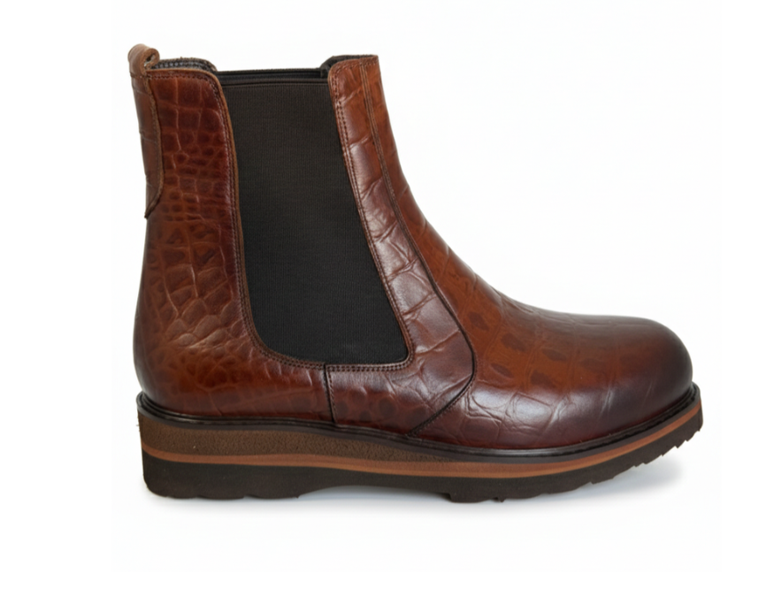 VELLE Milano Croco Chelsea Boot – Brown