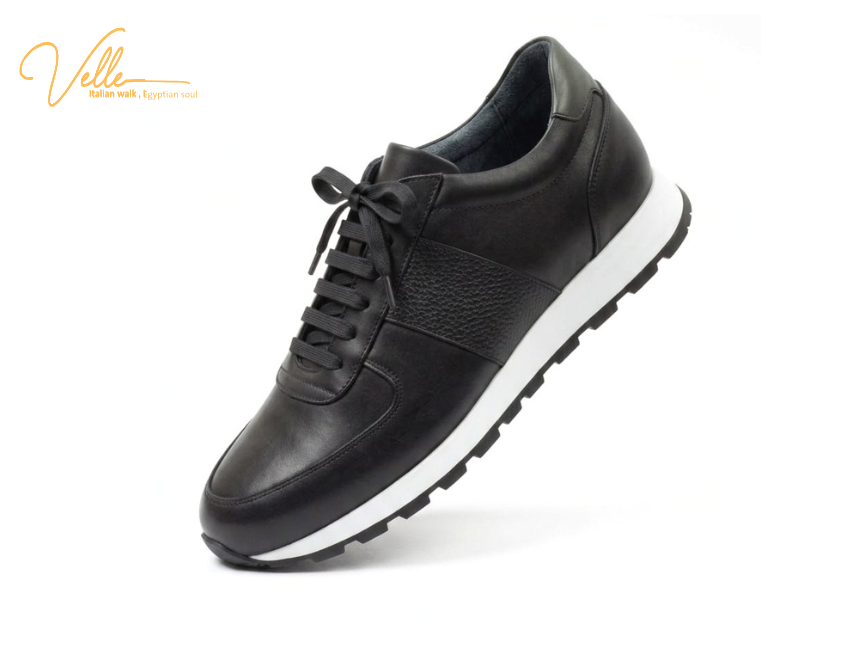 VELLE Premium Leather Runner Sneakers – Black