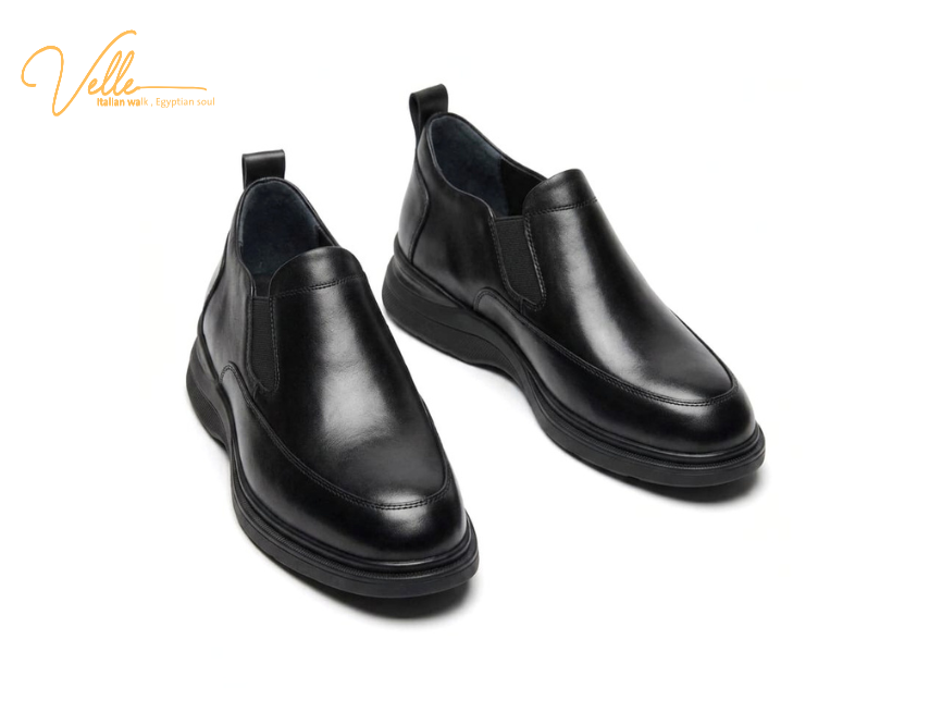 VELLE Urban Slip-On Leather Shoes – Black