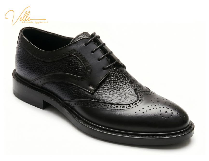 VELLE Classic Brogue Derby Shoes – Black