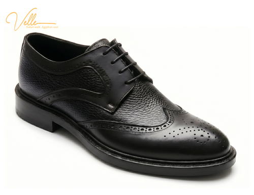 VELLE Classic Brogue Derby Shoes – Black