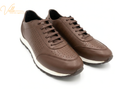 VELLE Perforated Leather Casual Sneakers - Chocolate Brown