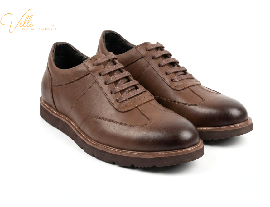 VELLE Milano Brown & Black Leather Sneakers