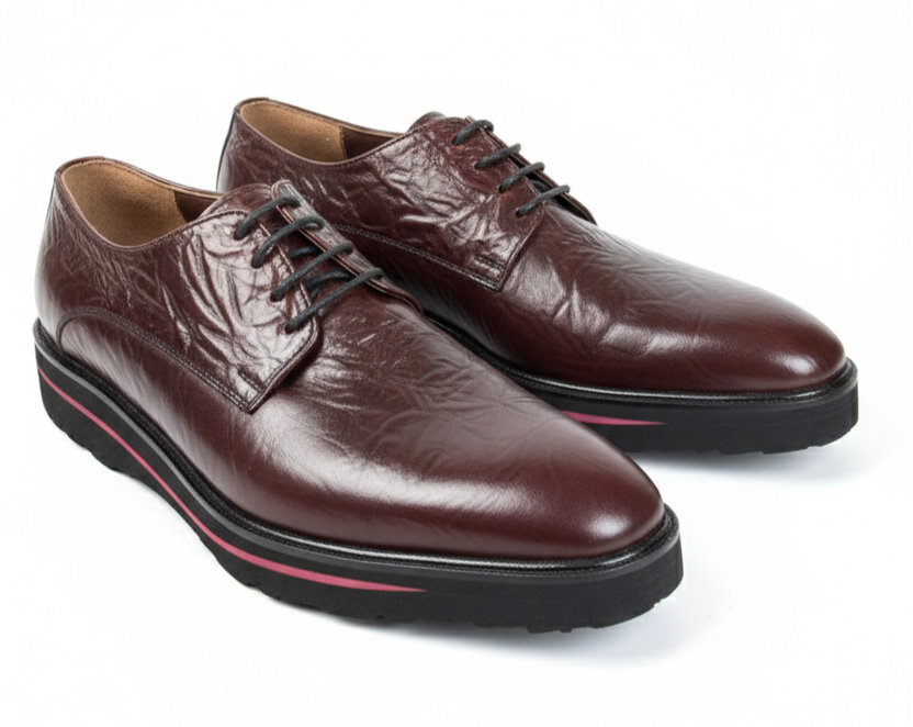 VELLE Milano Textured Leather Derby – Dark Brown