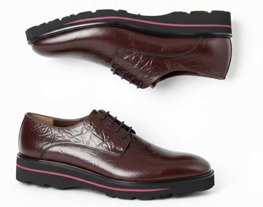 VELLE Milano Textured Leather Derby – Dark Brown