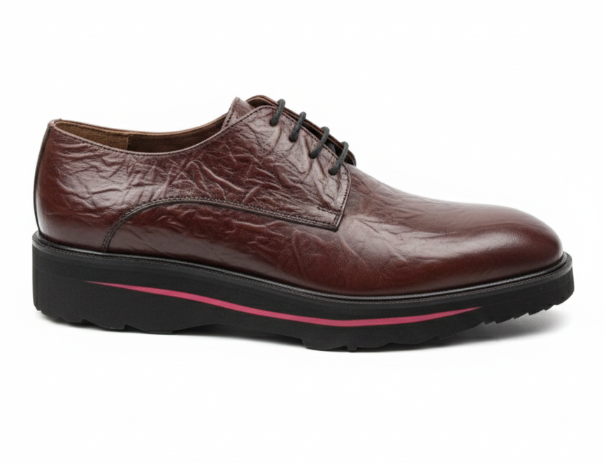 VELLE Milano Textured Leather Derby – Dark Brown
